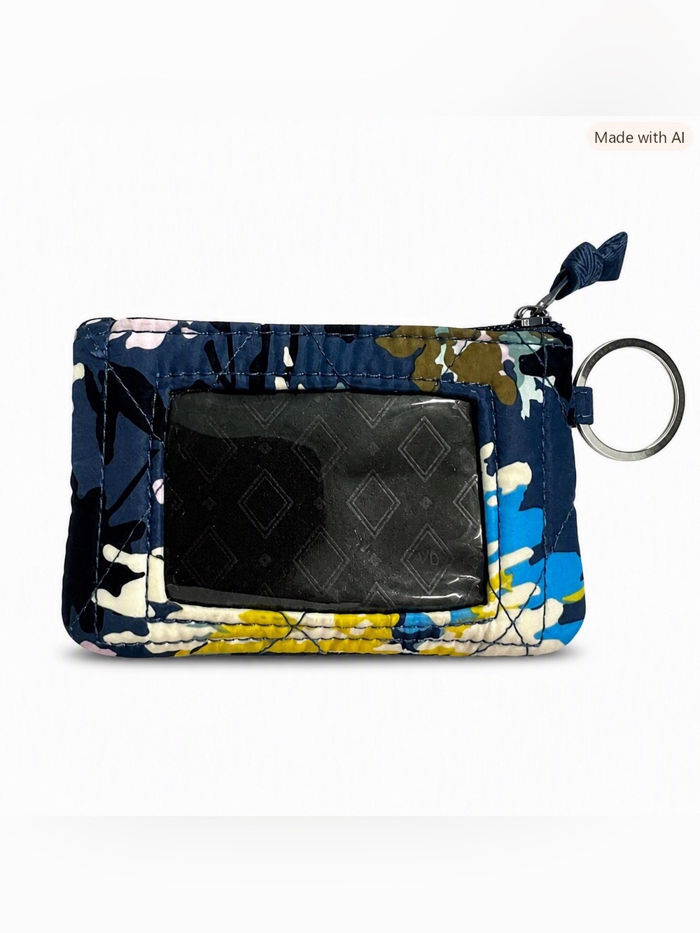 Vera Bradley Retired Kaleidoscope Zip ID Case • Floral Key Ring Wallet